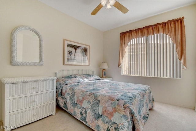 bedroom featuring carpet flooring and ceiling fan