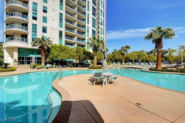pool with a patio