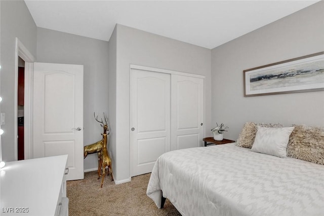 9413 Artesian Oak Ct, Las Vegas, NV 89149 - bedroom featuring a closet, baseboards, and light carpet