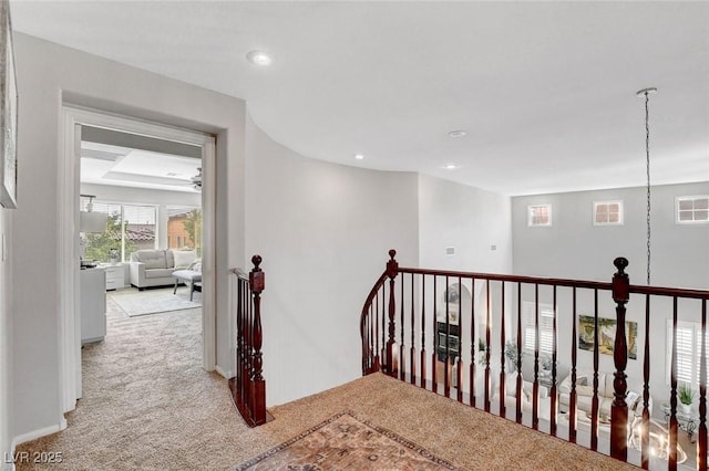 9413 Artesian Oak Ct, Las Vegas, NV 89149 - hallway featuring recessed lighting, visible vents, and light colored carpet