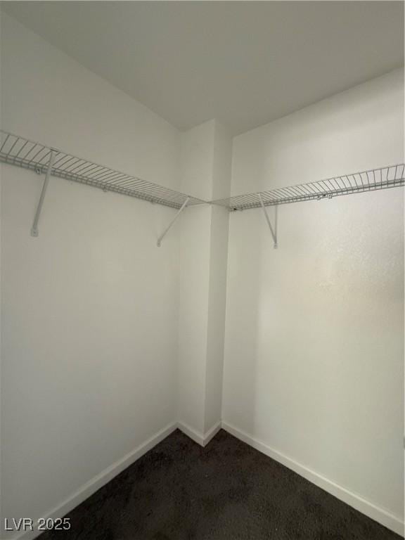 spacious closet with dark carpet