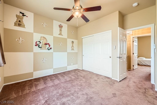 215 Sunset Shower Dr, Henderson, NV 89012 - unfurnished bedroom featuring a closet, a ceiling fan, carpet floors, and baseboards