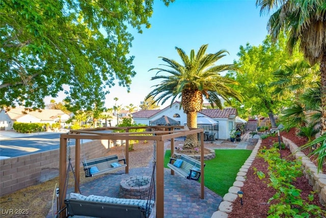 4517 Inez Dr, Las Vegas, NV 89130 - view of yard featuring a patio, an outdoor structure, and fence
