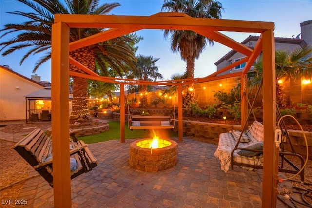 4517 Inez Dr, Las Vegas, NV 89130 - view of patio / terrace featuring a gazebo and a fire pit