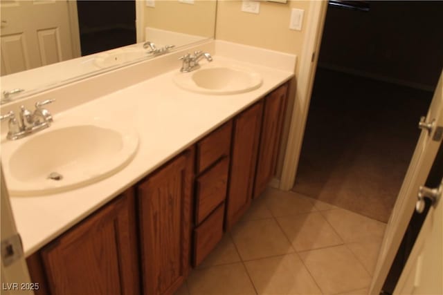 932 Tafalla Ct, Las Vegas, NV 89138 - bathroom with tile patterned floors, double vanity, and a sink