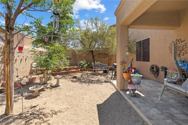 648 Sunrise Lake Pl, Henderson, NV 89002 - view of yard with a fenced backyard, a patio, and a vegetable garden