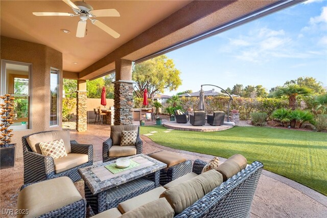 9 Contra Costa Pl, Henderson, NV 89052 - view of patio / terrace with a ceiling fan and an outdoor hangout area