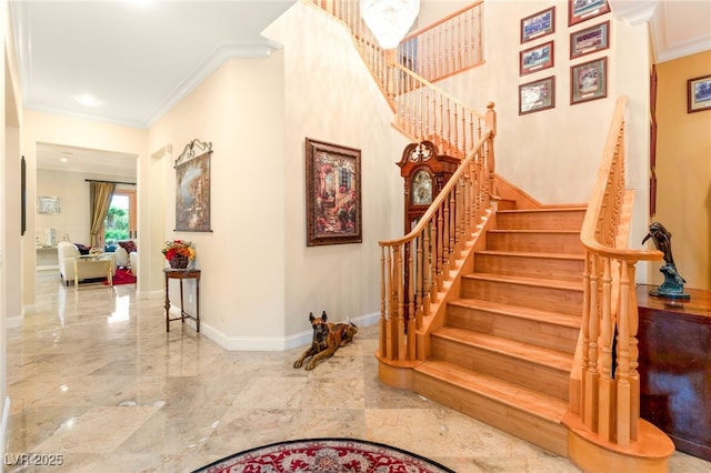 9 Contra Costa Pl, Henderson, NV 89052 - stairs featuring marble finish floor, baseboards, and ornamental molding
