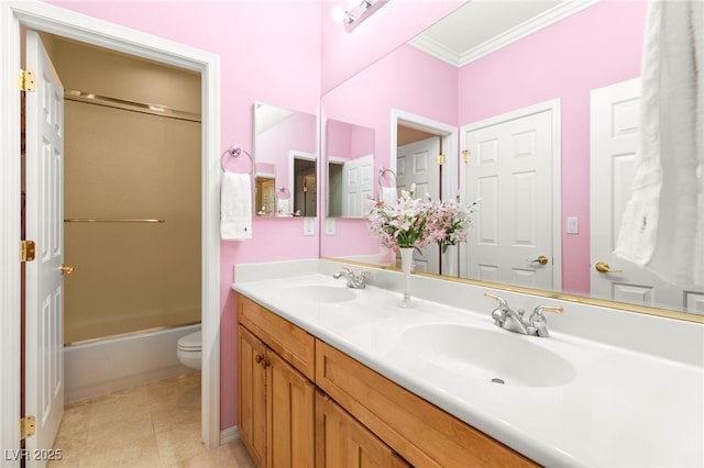 9 Contra Costa Pl, Henderson, NV 89052 - full bath with toilet, a sink, double vanity, and crown molding