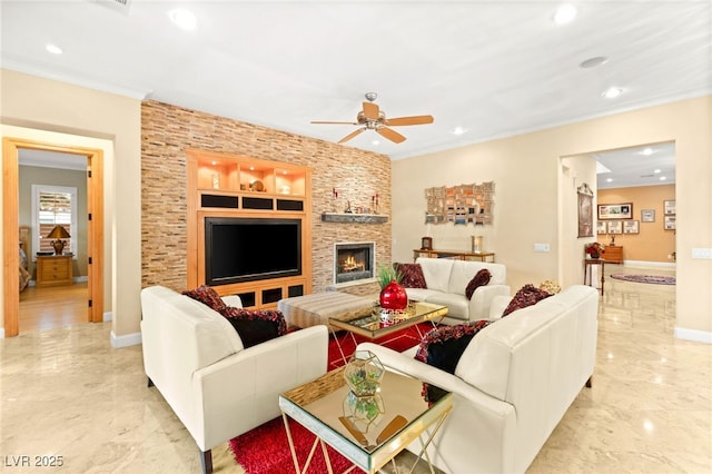 9 Contra Costa Pl, Henderson, NV 89052 - living area with recessed lighting, a ceiling fan, baseboards, and built in features