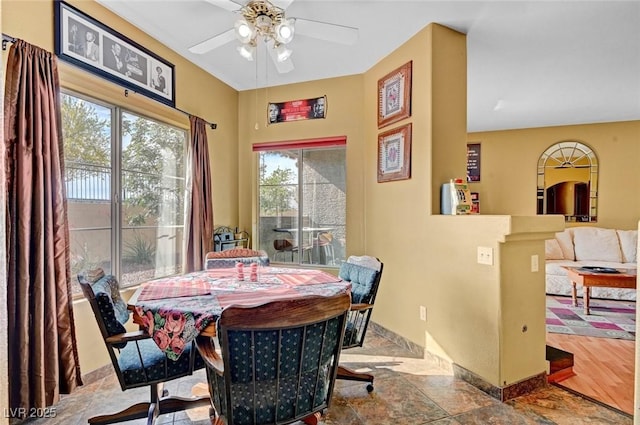 9000 Las Vegas Blvd Unit 1047, Las Vegas, NV 89123 - dining space featuring stone finish flooring, ceiling fan, and baseboards