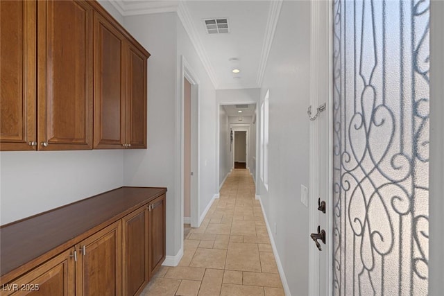 8209 Chapelle Ct, Las Vegas, NV 89131 - hall with baseboards, ornamental molding, and recessed lighting