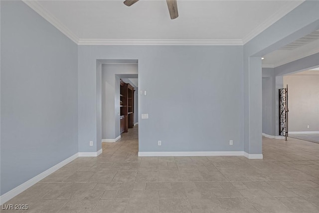 8209 Chapelle Ct, Las Vegas, NV 89131 - empty room featuring crown molding, a ceiling fan, and baseboards