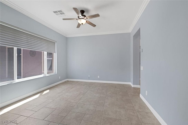 8209 Chapelle Ct, Las Vegas, NV 89131 - empty room featuring a ceiling fan, ornamental molding, and baseboards