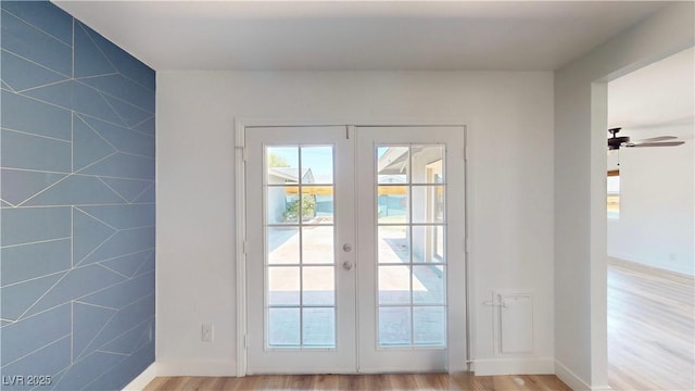 1801 Griffith Ave, Las Vegas, NV 89104 - entryway featuring french doors, wood finished floors, and ceiling fan