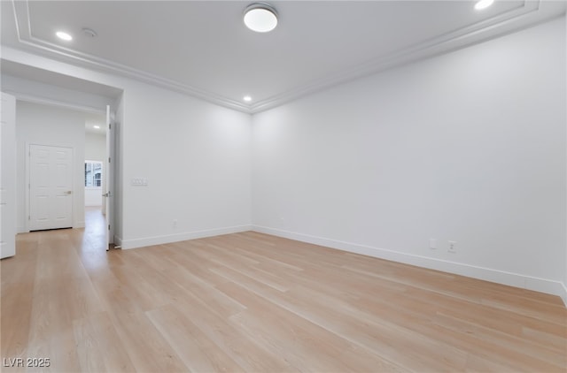 3057 Sunrise Heights Dr, Henderson, NV 89052 - unfurnished room featuring crown molding, light wood-style flooring, recessed lighting, and baseboards