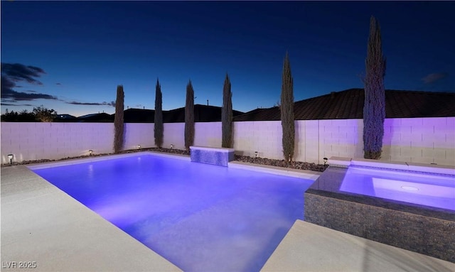 view of swimming pool with a fenced backyard and a fenced in pool