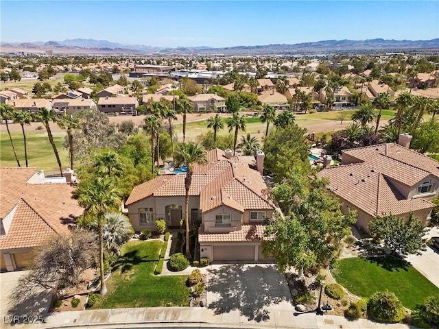bird's eye view with a mountain view and a residential view