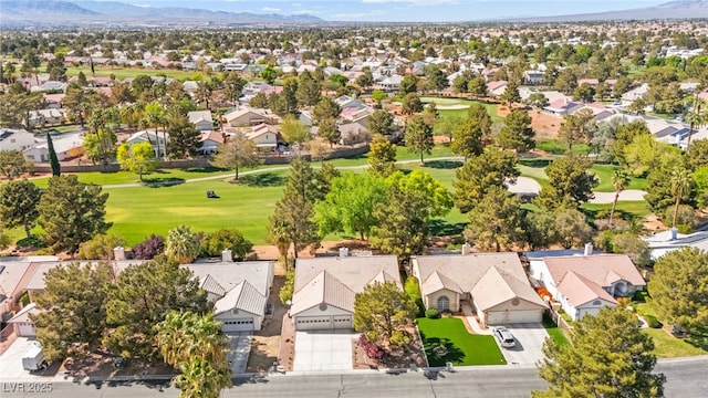 birds eye view of property featuring a mountain view and a residential view