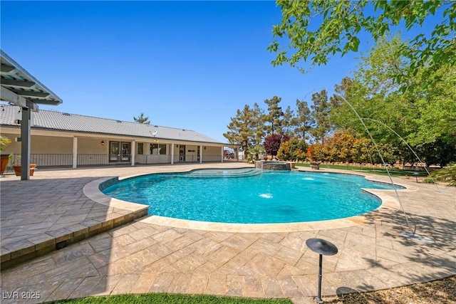 2681 Underbrush Ave, Pahrump, NV 89048 - pool with a hot tub, a patio area, and french doors