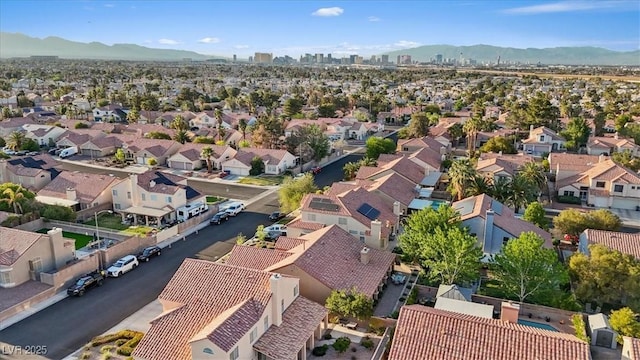 aerial view with a residential view and a mountain view