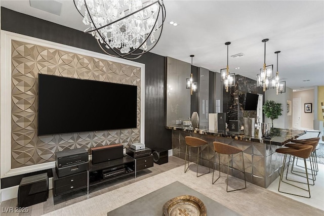 8109 Moonstone Cir, Las Vegas, NV 89128 - interior space featuring baseboards, a notable chandelier, and visible vents