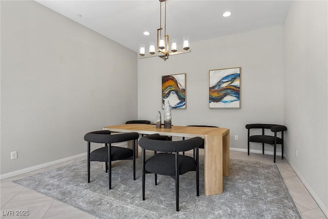18 Via Tiberina, Henderson, NV 89011 - dining area featuring a chandelier, recessed lighting, baseboards, and light tile patterned floors