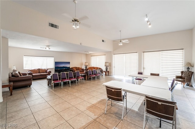 6861 E Washington Ave, Las Vegas, NV 89110 - dining room featuring a ceiling fan and light tile patterned floors