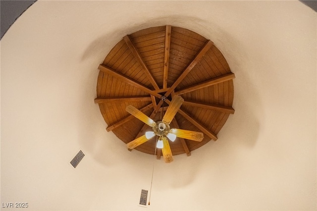 6861 E Washington Ave, Las Vegas, NV 89110 - detailed view of beamed ceiling, wooden ceiling, and a ceiling fan