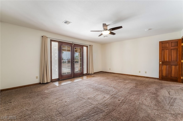 6861 E Washington Ave, Las Vegas, NV 89110 - carpeted spare room featuring french doors, a ceiling fan, and baseboards