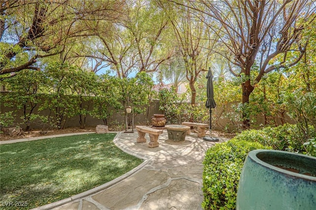 11814 Canons Brook Dr, Las Vegas, NV 89141 - view of yard with a fenced backyard and a patio