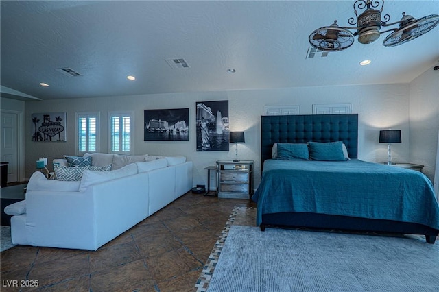 11814 Canons Brook Dr, Las Vegas, NV 89141 - bedroom featuring visible vents, recessed lighting, and stone finish flooring