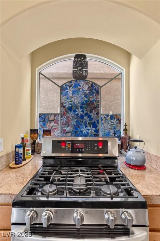 kitchen featuring stainless steel gas range