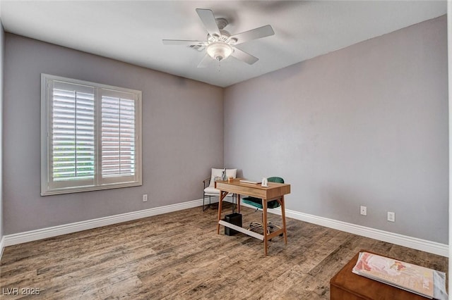 11342 Early Sun Ct, Las Vegas, NV 89135 - office space with wood finished floors, baseboards, and a ceiling fan