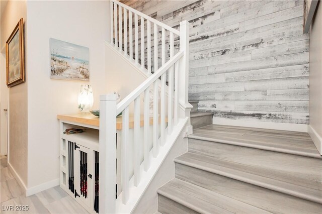 stairway with baseboards