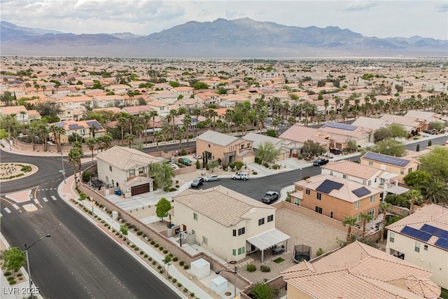 bird's eye view featuring a residential view and a mountain view