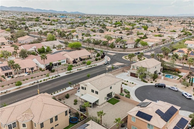drone / aerial view with a mountain view and a residential view