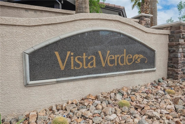 view of community sign