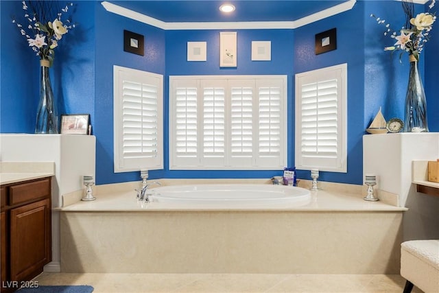 bathroom featuring a bath and vanity