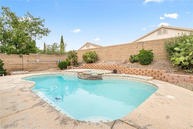 9539 Iris Flat Ct, Las Vegas, NV 89178 - view of swimming pool featuring a fenced backyard and a pool with connected hot tub