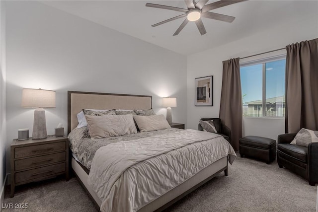 bedroom with carpet floors and ceiling fan
