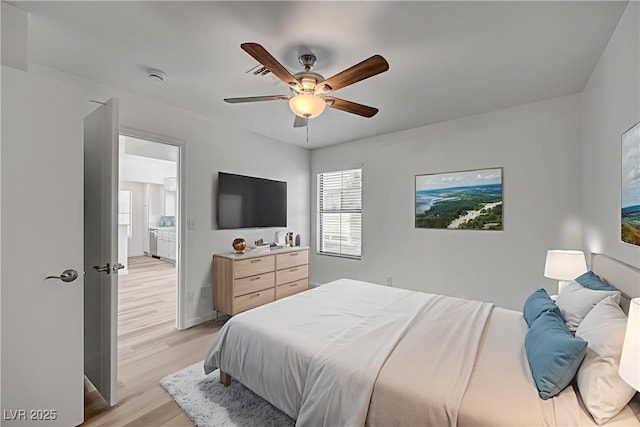 4855 S Torrey Pines Dr Unit 101, Las Vegas, NV 89103 - bedroom featuring light wood-style floors and a ceiling fan