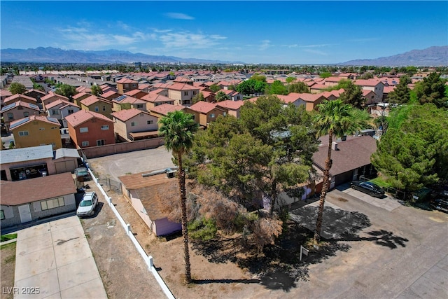aerial view with a mountain view and a residential view