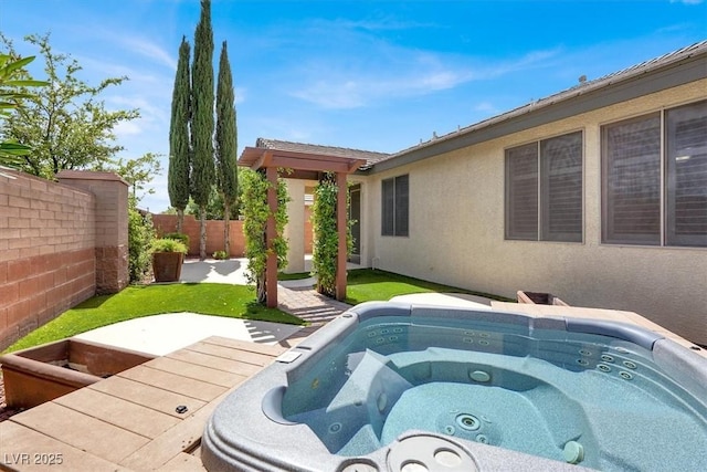 7806 Sundial Peak St, Las Vegas, NV 89166 - view of pool featuring a fenced backyard, an outdoor hot tub, and a patio area