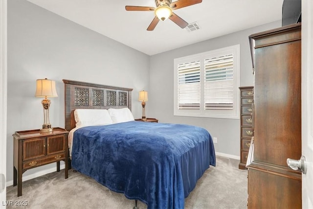7806 Sundial Peak St, Las Vegas, NV 89166 - bedroom with light colored carpet, baseboards, and ceiling fan