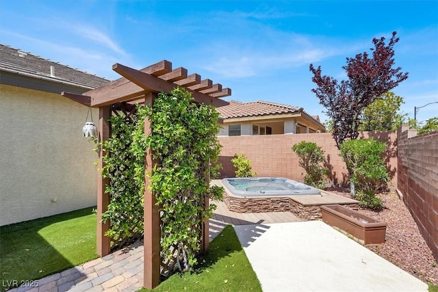 7806 Sundial Peak St, Las Vegas, NV 89166 - view of yard with an outdoor hot tub and a patio