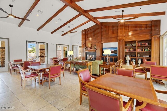 7806 Sundial Peak St, Las Vegas, NV 89166 - dining area with a ceiling fan and light tile patterned flooring