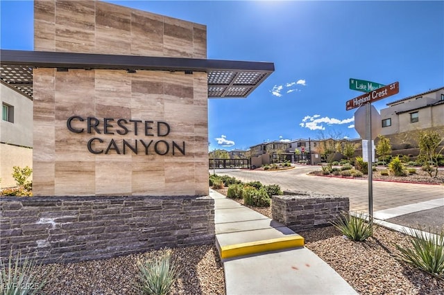 view of community sign