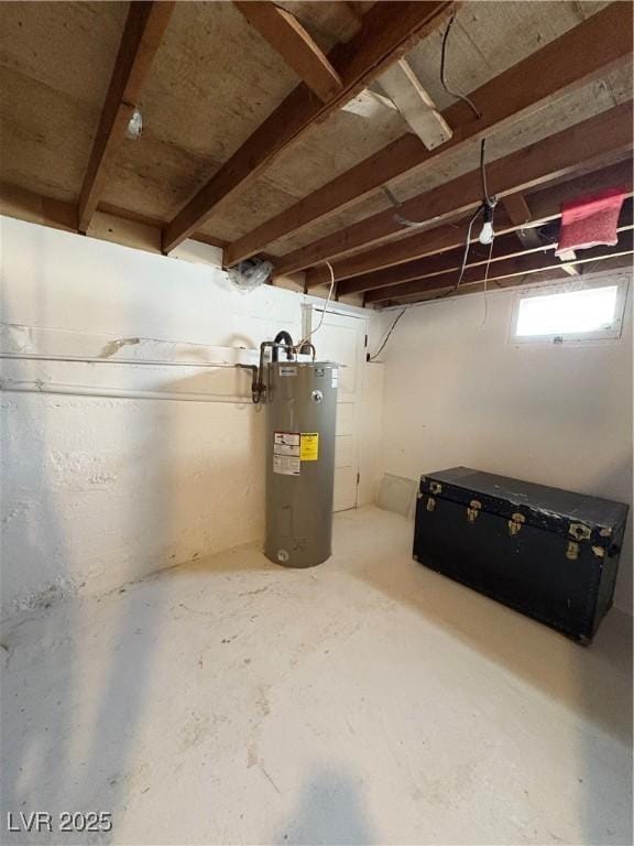 basement with electric water heater