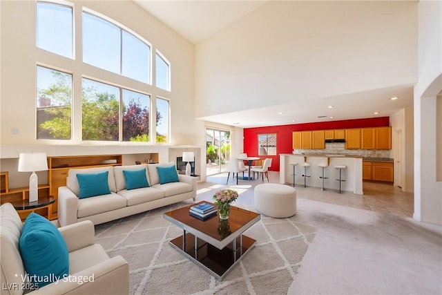 853 Ashford Way, Henderson, NV 89015 - living room with recessed lighting and a towering ceiling